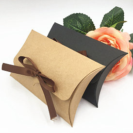 Kraft Paper Pillow Box, Snack Package Box, with Polyester Tape, Rectangle