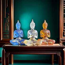 Resin Buddha Statue Display Decoration, for Home Office Desktop Feng Shui Decoration