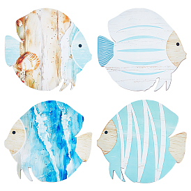 4 шт. 2 стили отделки стен деревом, домашнего декора, рыба