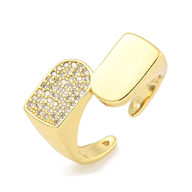 Открытое кольцо-манжета с прозрачным кубическим цирконием, латунные кольца на палец для женщин