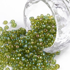 (Repacking Service Available) Round Glass Seed Beads, Transparent Colours Rainbow, Round