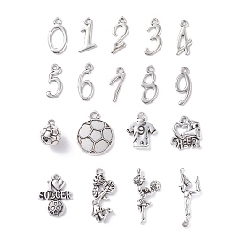 Tibetan Style Zinc Alloy Pendants, Sports Charms, FootBall/Soccer Ball with Word, Lead Free & Cadmium Free