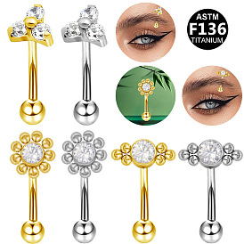 G23 Кольца для бровей из титанового сплава с прозрачным кубическим цирконием