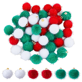 60шт. 3 цвета подвески из искусственного меха норки, с железной фурнитурой, круглые подвески