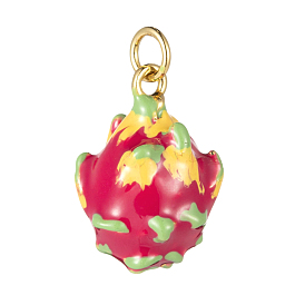 Латунные эмалевые подвески с фруктами, с целью перехода в кольце, реальный 18 k позолоченный, питайи