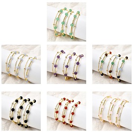 Природных драгоценных камней браслеты, латунные многорядные браслеты для женщин, долговечный