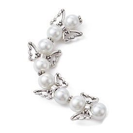 Brins de perles de verre en forme de fée ange, avec des perles d'ailes en alliage de style tibétain et du fil de nylon