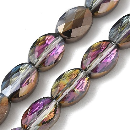 Стеклянные бусины с гальваническим покрытием , с половиным покрытием, граненые и овальные