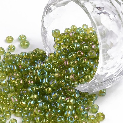 (Repacking Service Available) Round Glass Seed Beads, Transparent Colours Rainbow, Round