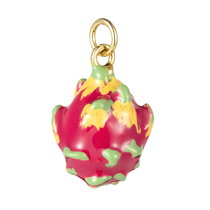 Латунные эмалевые подвески с фруктами, с целью перехода в кольце, реальный 18 k позолоченный, питайи