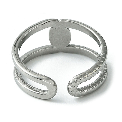 304 Stainless Steel Open Cuff Ring, Hollow Knot
