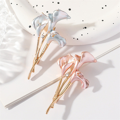 Обычные каллилии цинковый сплав эмалевые броши, бусины со стразами 