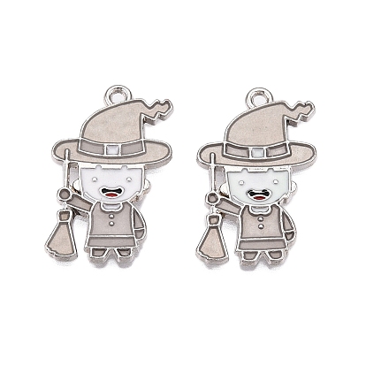 Подвески из эмали и светящегося сплава на тему хэллоуина, светится в темноте, человек с ведьминой шляпой