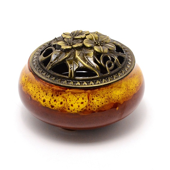 Porcelain Incense Holder, Ice Crack Style Ceramic Censer, for Home Office Decor