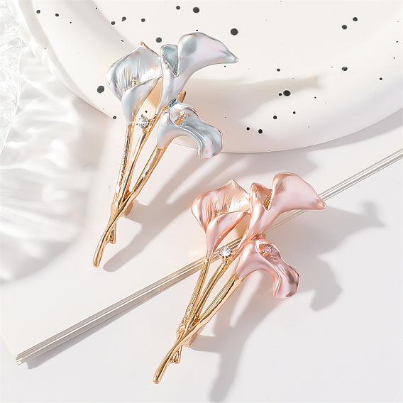 Обычные каллилии цинковый сплав эмалевые броши, бусины со стразами 