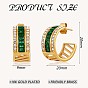 Cubic Zirconia C-shape Stud Earrings, Gold Plated 430 Stainless Steel Half Hoop Earrings for Women