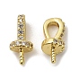 Стойка покрытие латунь микро паве кубический цирконий чашка жемчуг колышек поручни булавки подвески, за половину пробурено бисера, без кадмия и без свинца, долговечный