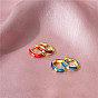 925 Sterling Silver Huggie Hoop Earrings, with Grade AAA Cubic Zirconia and Enamel, Real 14K Gold Plated, Ring