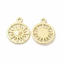 Rack Plating Alloy Pendants, Cadmium Free & Nickel Free & Lead Free, Flat Round with Sun Pattern Charm