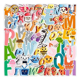 Animal Theme Alphabet PVC Plastic Waterproof Stickers, Colorful