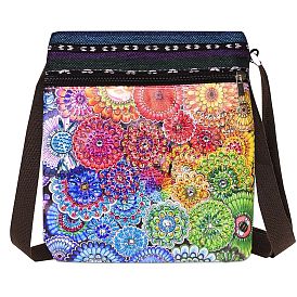 DIY Diamond Painting Handbag Kits, Including Canvas Bag, Resin Rhinestones, Pen, Tray & Glue Clay, Flower