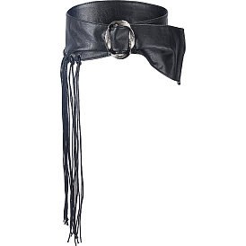 Пояса в стиле панк с бантом из искусственной кожи и кисточками, с витыми кольцами из цинкового сплава, платина