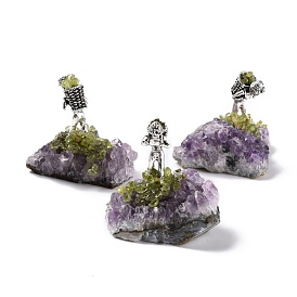 Кластер естественных драгоценных камней & орнамент модели шахтера сплава, для украшения дома стола