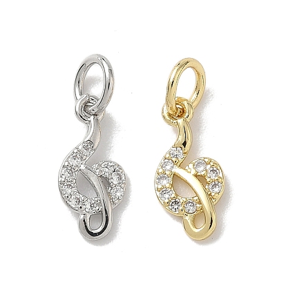Латунные микропаве прозрачные кубические циркониевые подвески, очарование музыкальной ноты, с целью перехода в кольце, стойки покрытие, долговечный, без свинца и без кадмия