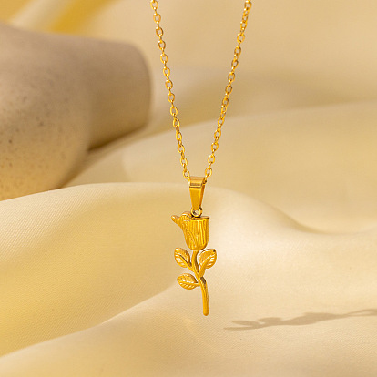 304 Подвеска-кулон в виде розы из нержавеющей стали для женщин