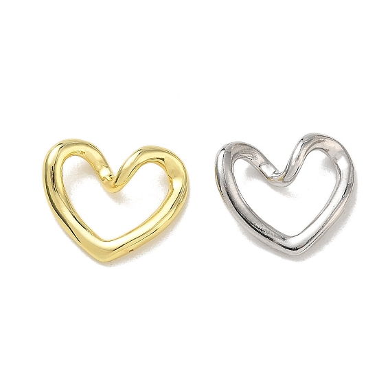 Anillos de bronce que une, corazón, chapado en rack, larga duración plateado, sin plomo y cadmio