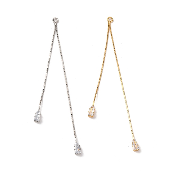 Большие подвески из латуни с микропейвом и прозрачным фианитом, трапециевидная кисточка