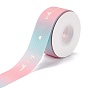 Gradient Polyester Grosgrain Ribbon, Single Face Printed, Word Love You Pattern, for Gift Wrapping, Wedding Decoration