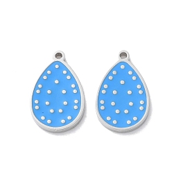 304 Stainless Steel Charms, with Enamel, Teardrop Charm