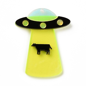 Transparent Acrylic Pendants, UFO with Cattle