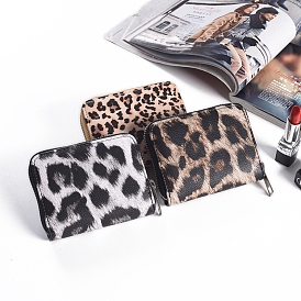 DIY Rectangle Leopard Print Zipper Wallet Set, Including PU Leather Bag Materials