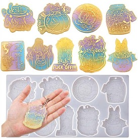 DIY Silicone Halloween Theme Pendant Molds, Resin Casting Molds, For UV Resin, Epoxy Resin Jewelry Making, Pumpkin/Cauldron/Ghost
