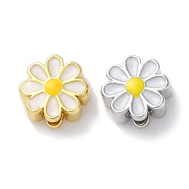 Rack Plated Brass Beads, with Enamel, Long-Lasting Plated, Lead Free & Cadmium Free, Flower