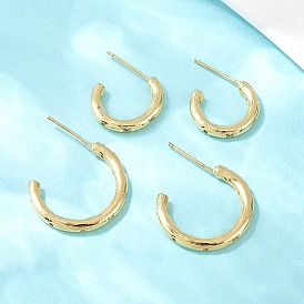 Серьги-гвоздики из латуни в форме буквы С с прозрачным кубическим цирконием, без кадмия и без свинца, долговечный, стойки покрытие