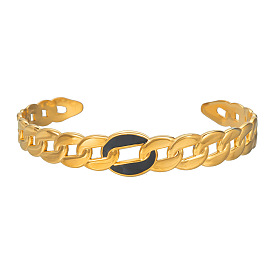 Twisted Open Bracelet with Vintage NK Chain Shape - Oil Dripping Titanium Steel Bracelet