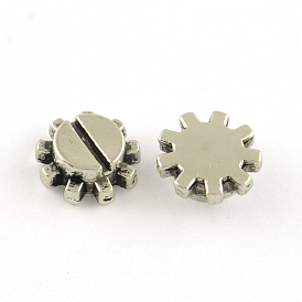Tibetan Style Alloy Cabochons, Fit Floating Locket Charms, Gear, Cadmium Free & Lead Free, 11.5x4mm, about 714pcs/1000g