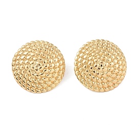 Texture Flat Round 304 Stainless Steel Stud Earrings for Women