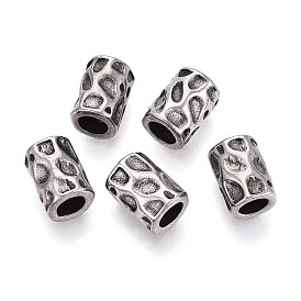 304 текстурированные бусины европейского стиля из нержавеющей стали с крупными отверстиями, колонка