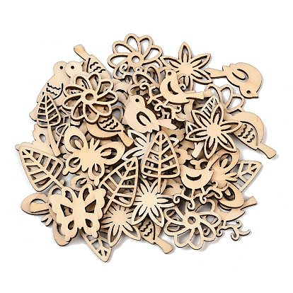 Незавершенные деревянные вырезы, птица, цветок, бабочка и лист, поделки товары для рукоделия