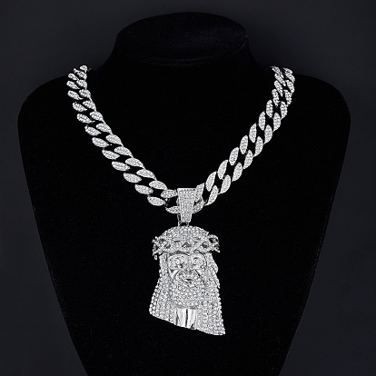 Ожерелья с подвеской в виде Иисуса из сплава и кристаллов горного хрусталя для мужчин