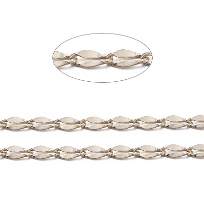 Brass Dapped Curb Chains, Twisted Chains, with Spool, Soldered