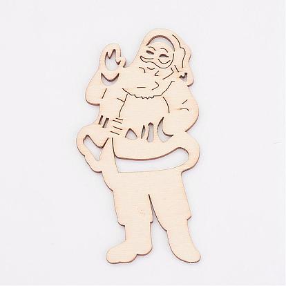 Undyed Wooden Pendants, Father Christmas