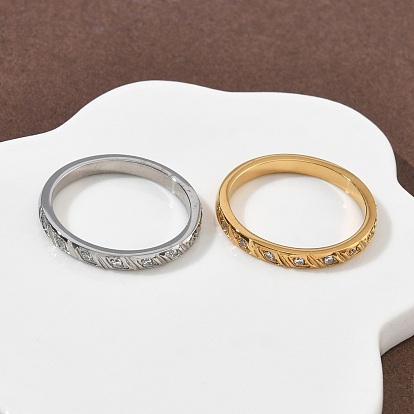 304 женские кольца из нержавеющей стали с кубическим цирконием, ионное покрытие (ip)