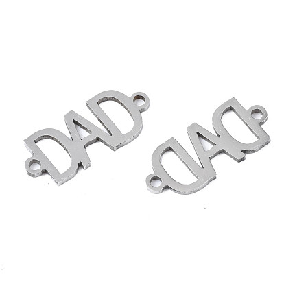 Ion Plating(IP) 201 Stainless Steel Connector Charms, Laser Cut, Word DAD