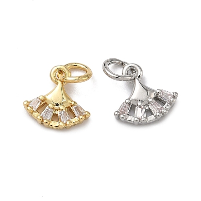 Латунные подвески-веер с прозрачными кубическими циркониями, инкрустированные кристаллами, долговечный, стойки покрытие, без свинца и без кадмия