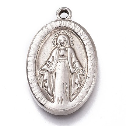 201 подвески из нержавеющей стали, овальные с рисунками " virgin mary"